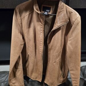 a.n.a Brown Faux Leather Moto Jacket